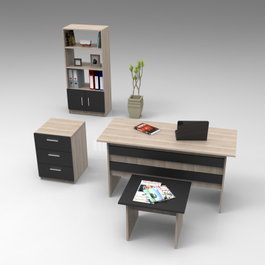 Hanah Home Vo11-Ob Conjunto de Muebles de Oficina Roble y Negro
